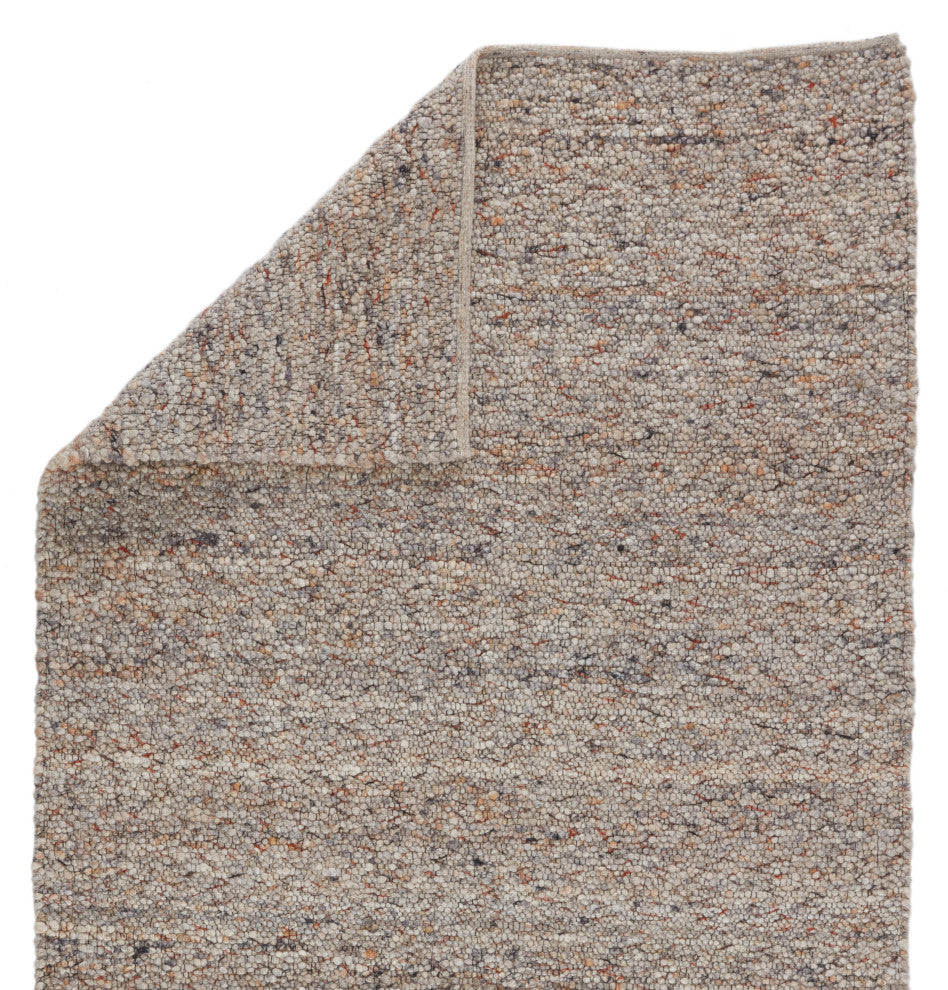 Hadren Handmade Solid Gray and Brown Area Rug, Light Gray and Tan, 9'x12'