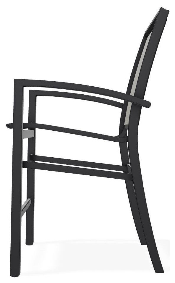 Kendall Sling Balcony Height Stackable Outdoor Stool, Smoke/Black