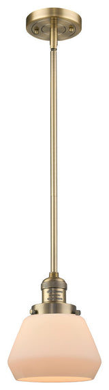 Fulton 1-Light LED Mini Pendant, Brushed Brass, Glass: Matte White Cased