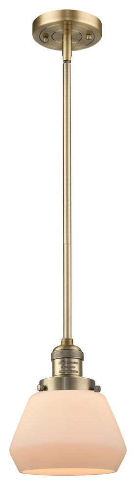 Fulton 1-Light LED Mini Pendant, Brushed Brass, Glass: Matte White Cased