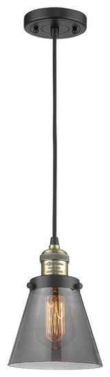 Small Cone 1-Light LED Pendant, Black Antique Brass, Glass: Smoked