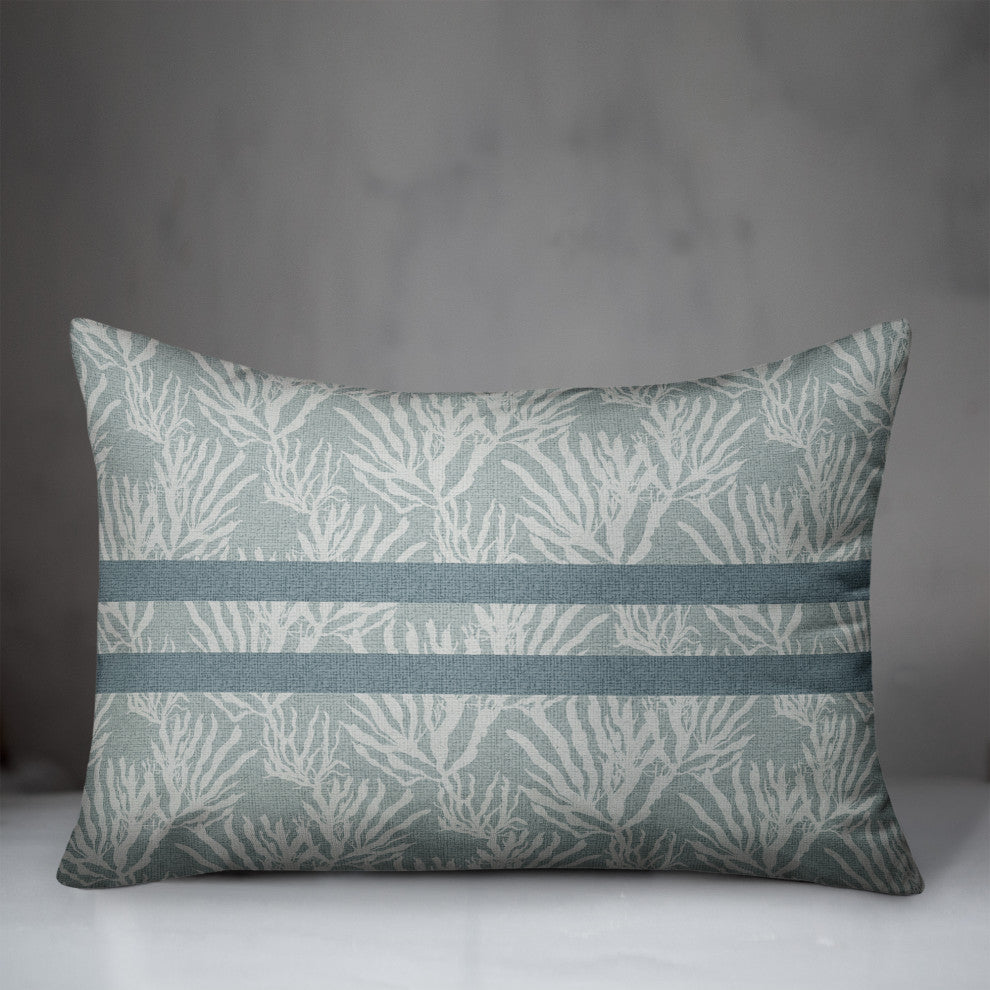 White Coral Blue Stripe on Blue 20 x 14 Spun Poly Pillow