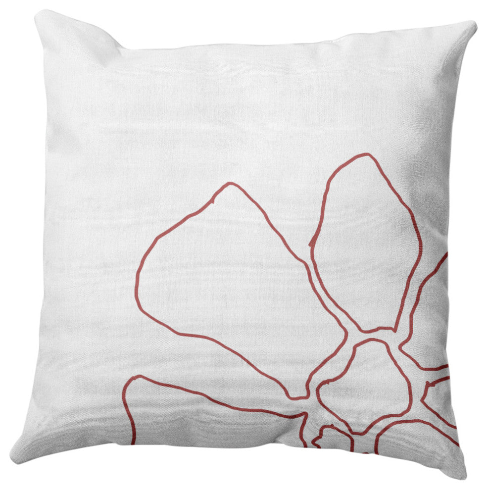 Petal Lines Decorative Throw Pillow, Coral/White, 18x18"