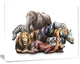 Animals on White Background, Abstract Canvas Art Print, 20"x12"
