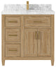 Santa Monica 36 Center Sink Bath Vanity in Whitewashed Teak 2" Carrara Marble