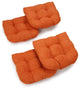 19" U-Shaped Micro Suede Tufted Dining Chair Cushions, Set of 4, Tangerine Dream