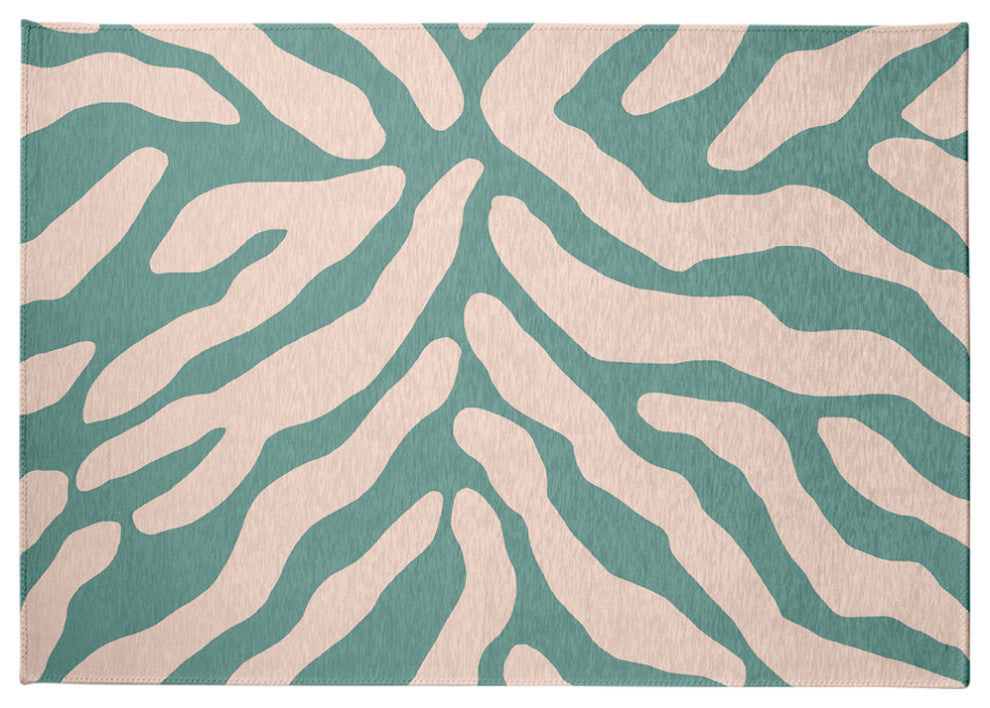 Animal Stripe Spring Chenille Rug, Eucalyptus, 5'x7'