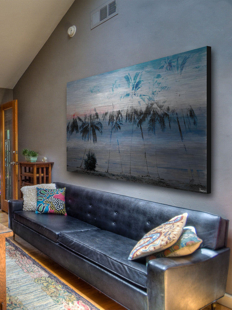 "Blue Palms" Print on Brushed Aluminum, 36"x24"