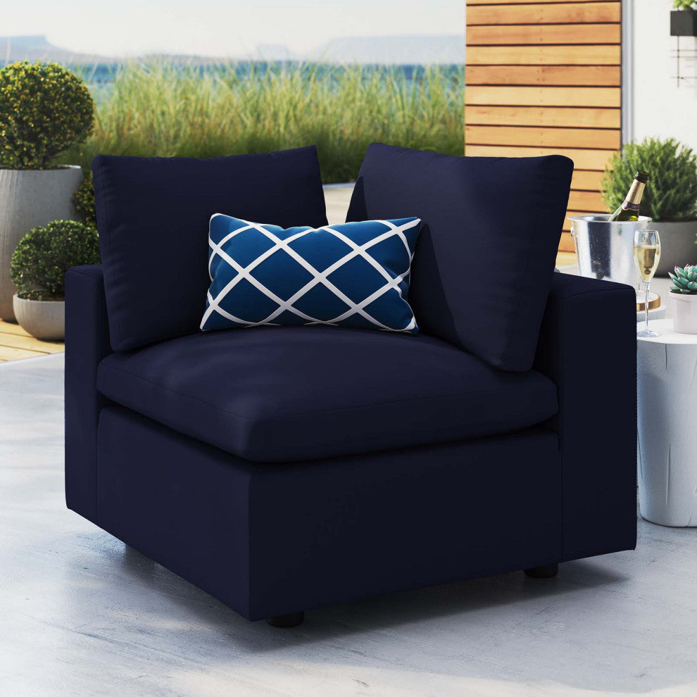 Lounge Sofa Corner Chair, Sunbrella, Blue Navy, Modern, Outdoor Hospitality