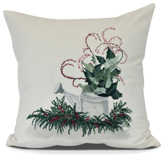 Gardener's Holiday Delight,Geometric Print Pillow,Green, 18" x 18"