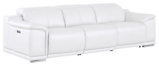 Matteo Three Power Reclining Sofa Crafted In Genuine Leather, White