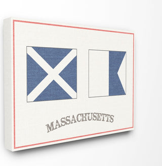Red & Blue Nautical Flags Massachusetts Canvas Wall Art, 24"x30"