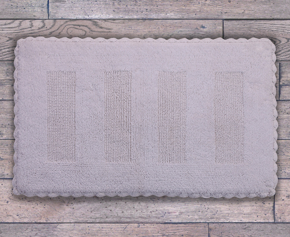 SPA Reversible Cotton Bath Rug, Crochet Lace Border, 36"l X 24"w