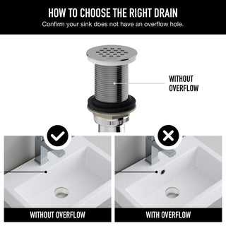 VIGO 1.75" W Vessel Bathroom Sink Grid Drain, Chrome