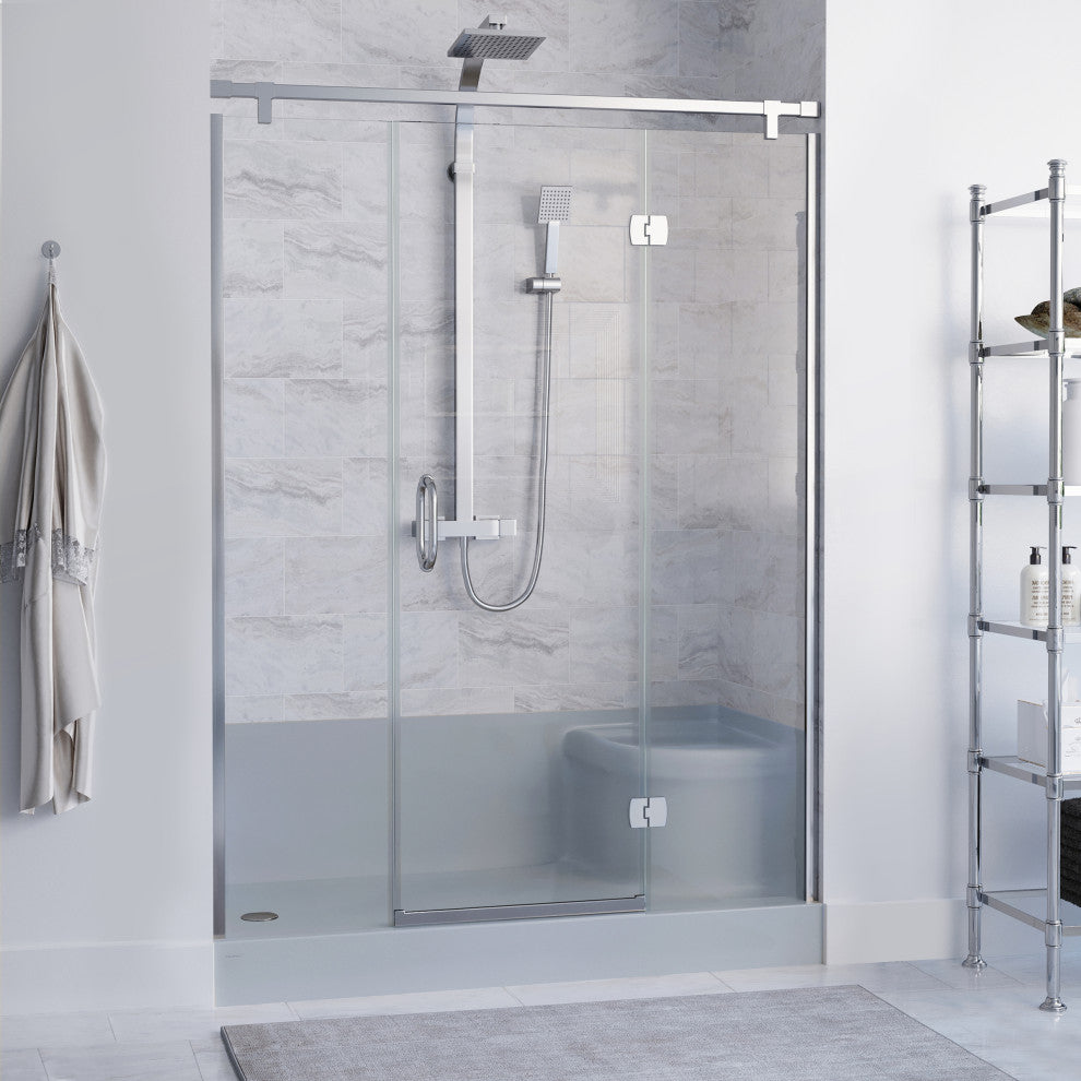 Aquatique 60"x32" Shower Base With Left Hand Drain, Gray