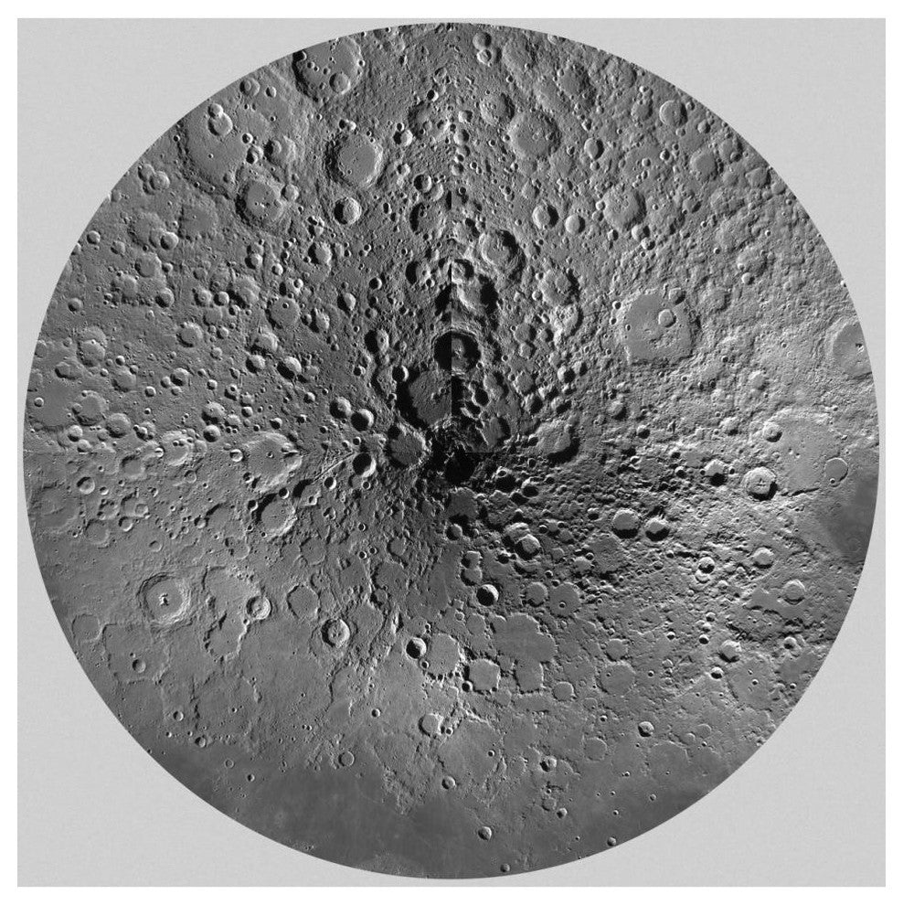 "Unmarked Map of the Moon, North Pole" Paper Art, 42"x42"