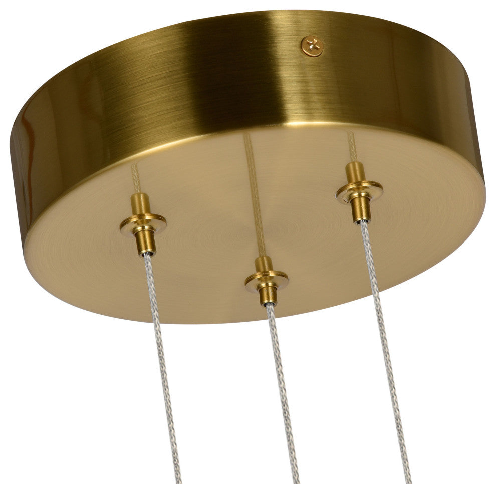 Milano 25" ETL Certified LED Height Adjustable Pendant Chandelier, Antique Brass