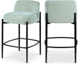 Burton Chenille Fabric Upholstered Stool (Set of 2), Mint