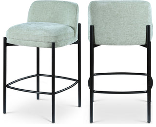 Burton Chenille Fabric Upholstered Stool (Set of 2), Mint