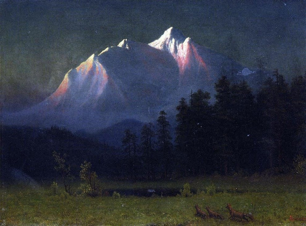 Albert Bierstadt Western Landscape, Gallery Wrapped Canvas Print, 21"x28"