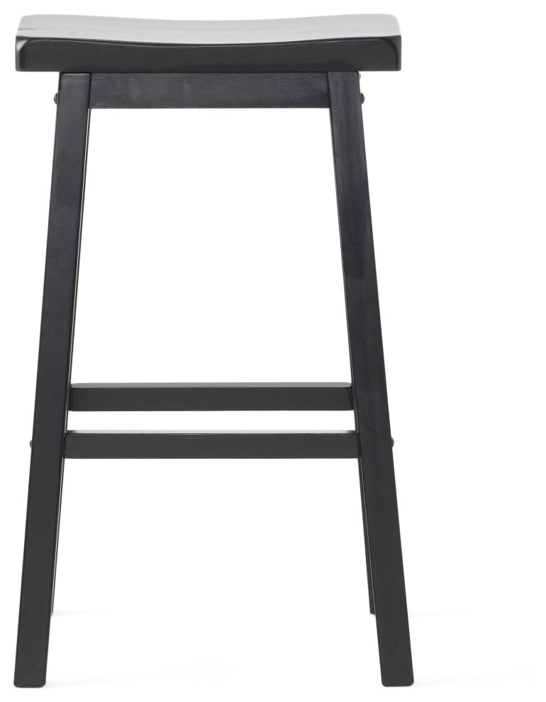 GDF Studio Harrison Black Saddle Wood Bar Stools, Set of 2