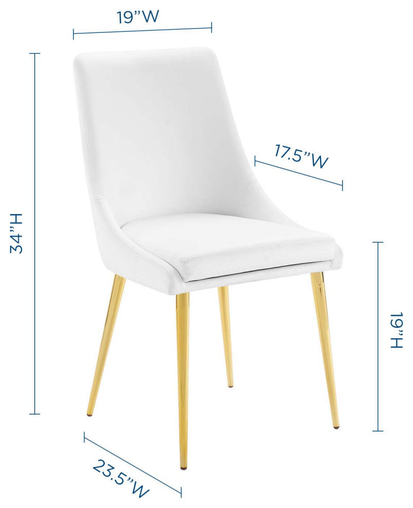Side Dining Chair, Velvet, Metal, White, Modern, Bistro Restaurant Hospitality
