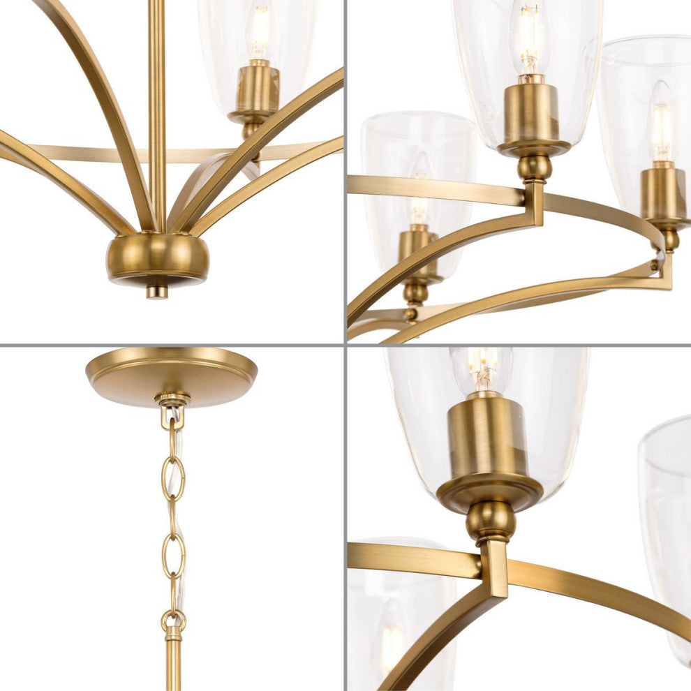 Parkhurst Collection Six-Light Brushed Bronze Clear Glass Chandelier Light