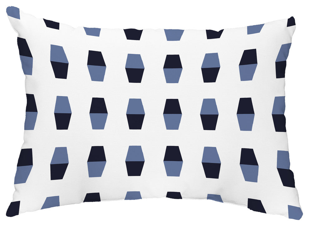 Bowling Pins 14"x20" Abstract Decorative Outdoor Pillow, Navy Blue