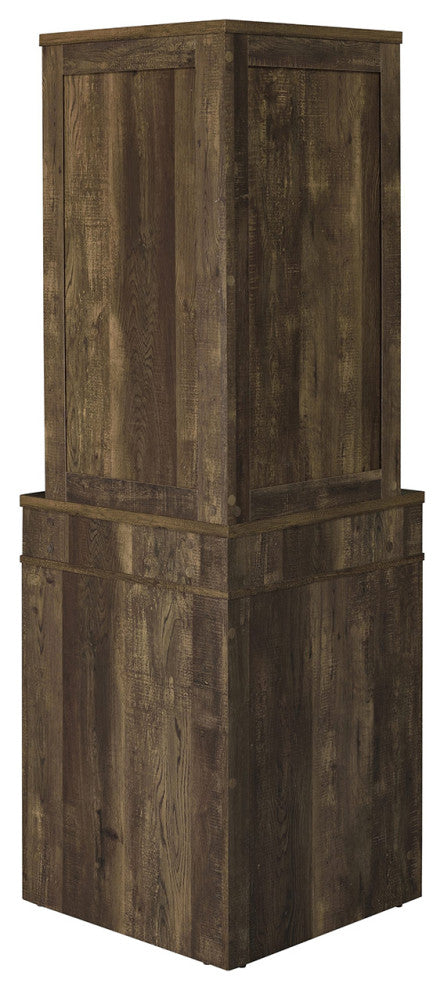 Wood Corner Bar Cabinet, Rustic Oak