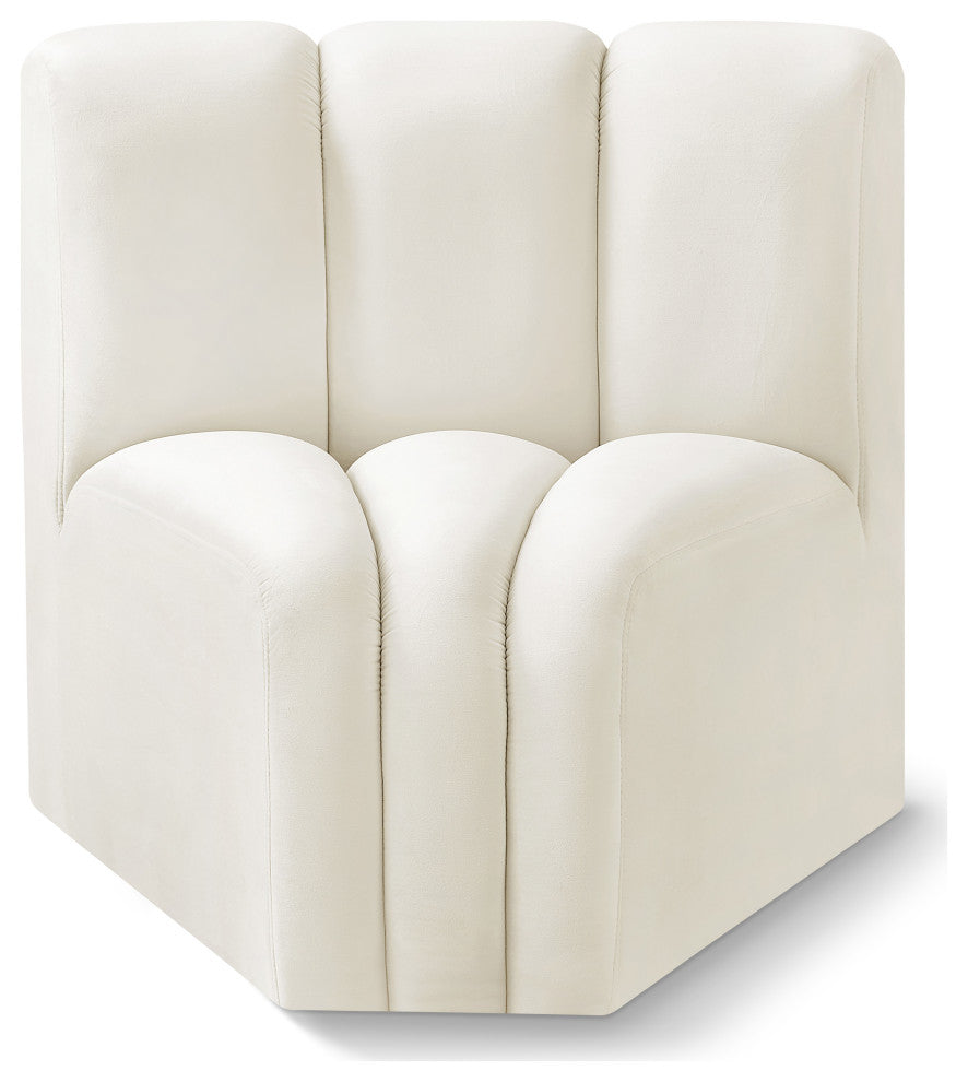 Arc Upholstered Modular Component, Cream, 1-Piece: Curved Corner, Velvet