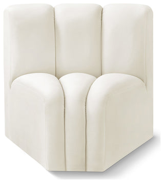 Arc Upholstered Modular Component, Cream, 1-Piece: Curved Corner, Velvet