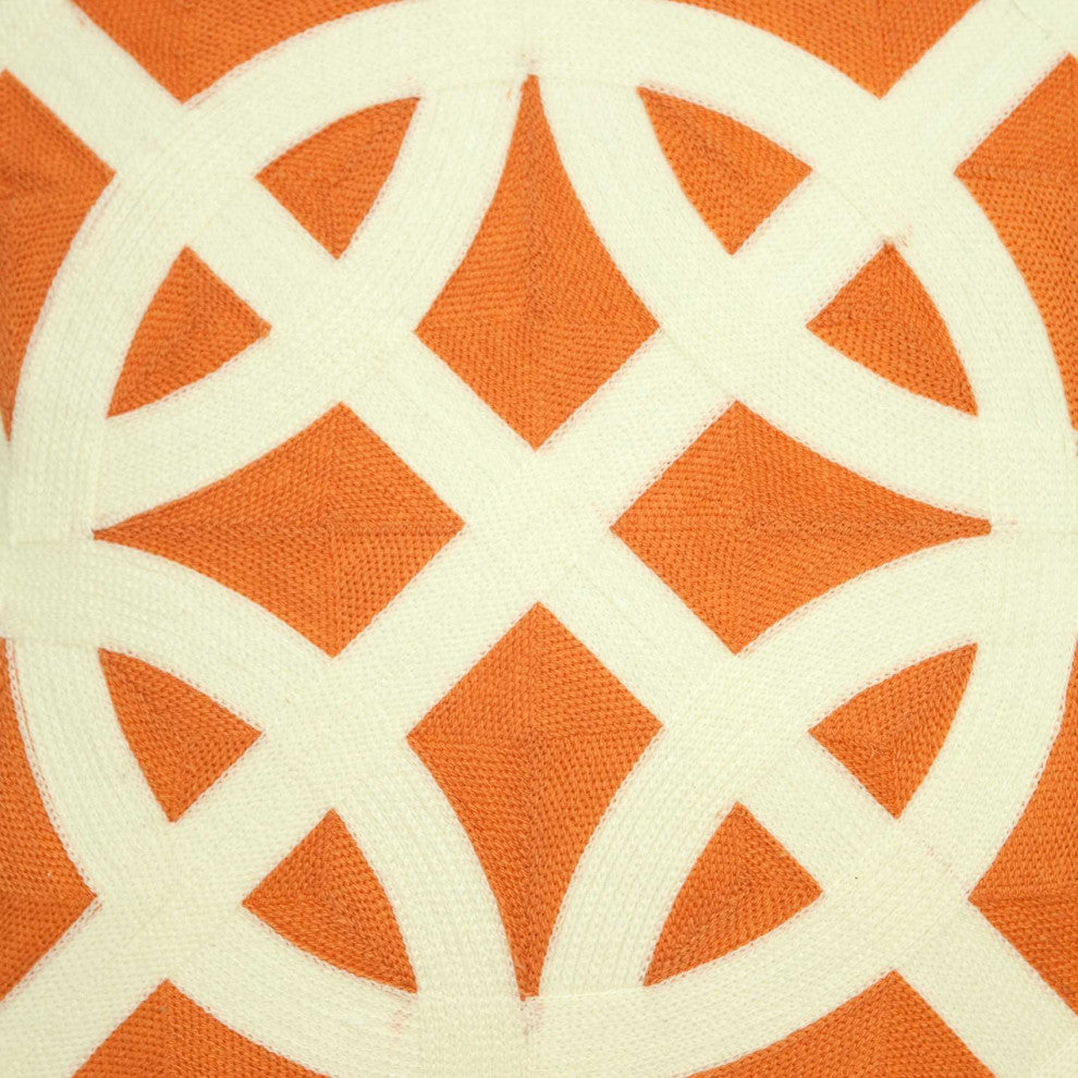HomeRoots 20" x 7" x 20" Transitional Orange Pillow Cover With Poly Insert