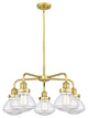 Olean-5 Light 25" Stem Chandelier-Satin Gold, Clear Glass Shade