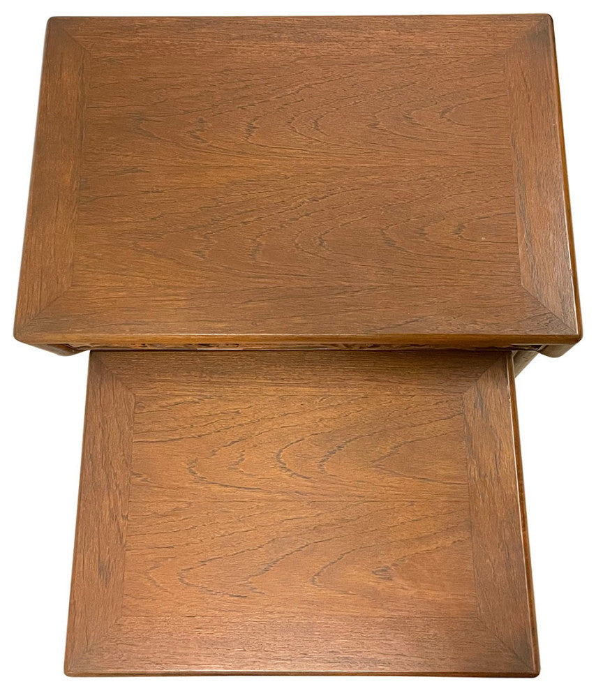 Consigned Early 20th Century Chinese Carved Teak Wood Nesting Table Set