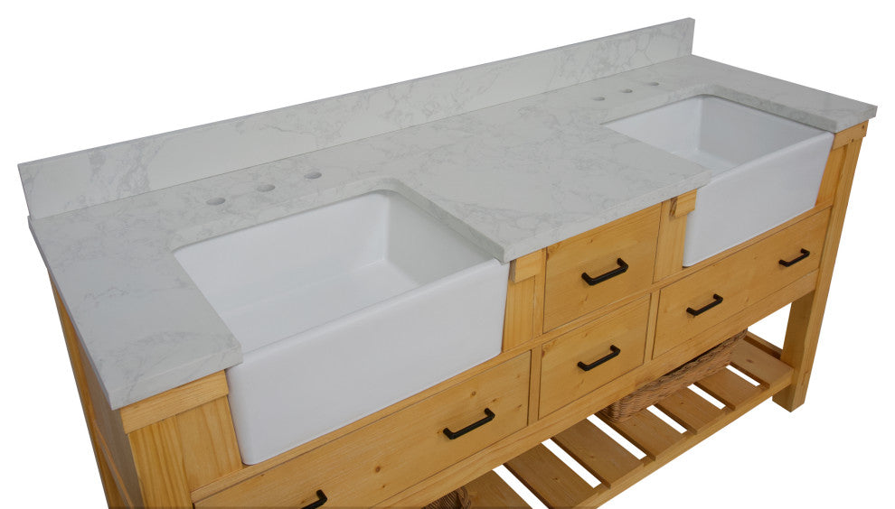 Charlotte 72" Bathroom Vanity, Drift Wood, Engineered Carrara
