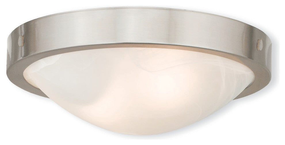 Ceiling Mount With White Alabaster Glass, Brushed Nickel