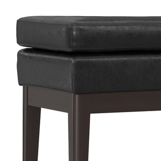 Carlson SOLID HARDWOOD Small Ottoman Bench, Distressed Black