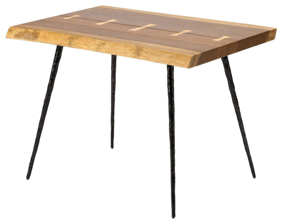 Nexa Side Table With Black Cast Iron Legs, Smoked Oak