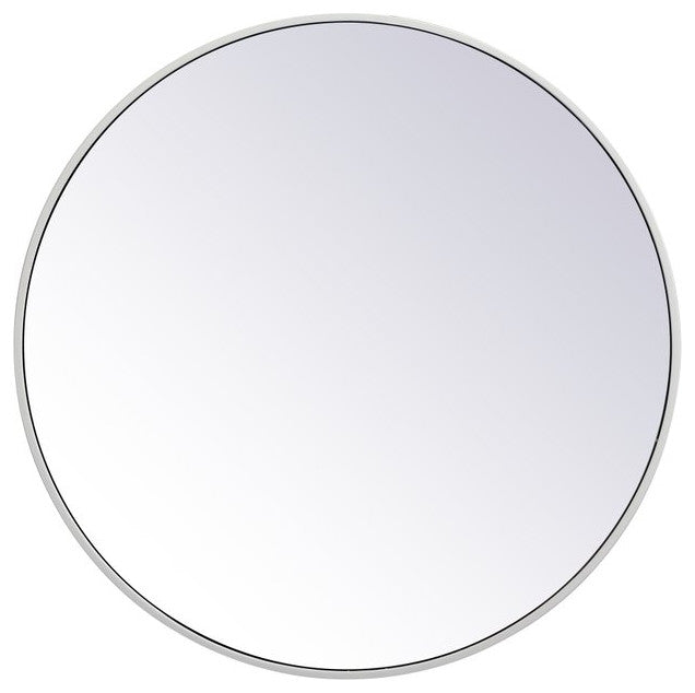 Elegant Decor MR4034WH Metal Frame Round Mirror, 28", White