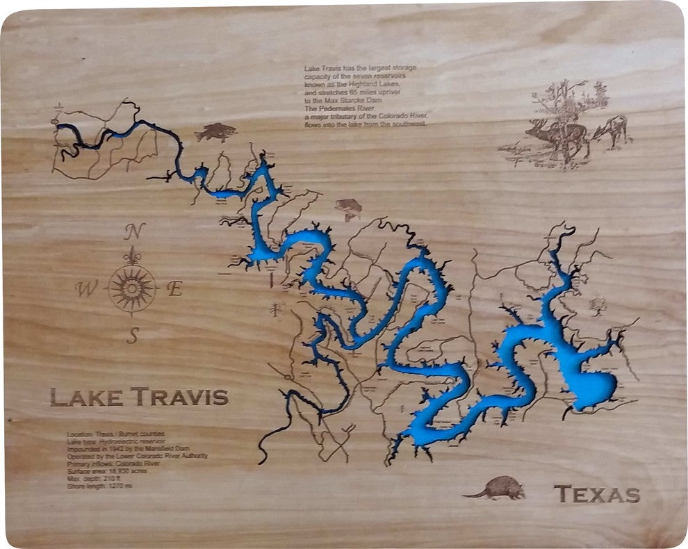 Lake Travis, Texas-Wood Lake Map, Small Standout