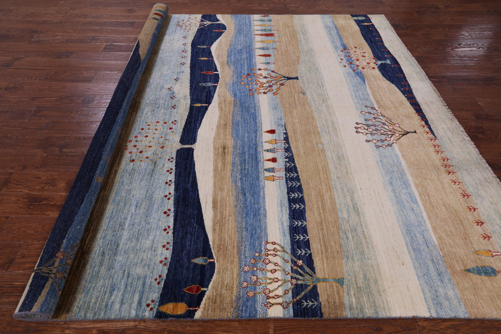 8' 2" X 9' 7" Handmade Persian Gabbeh Tribal Rug Q10589