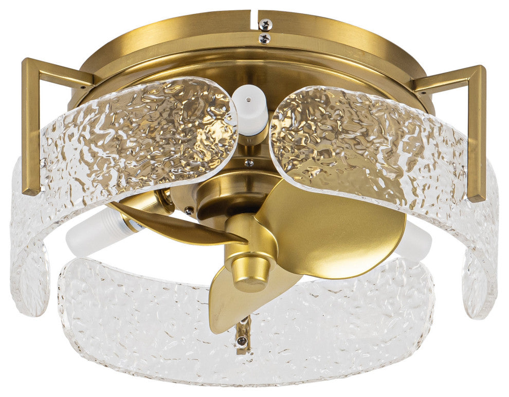 12.7-inch Modern Gold Small Flush Mount Ceiling Fan