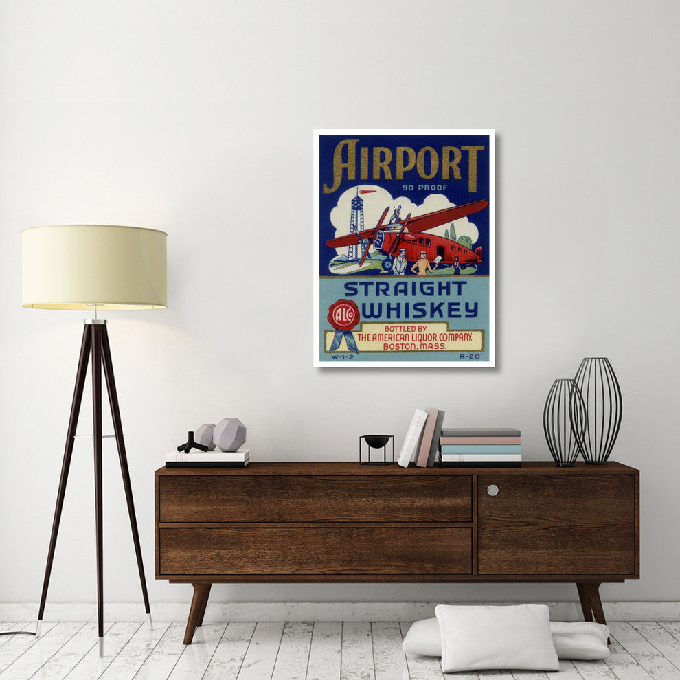 "Airport Straight Whiskey" Digital Paper Print by Vintage Booze Labels, 32"x42"