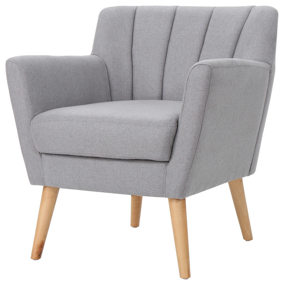 GDF Studio Madelyn Mid Century Modern Fabric Club Chair, Light Gray