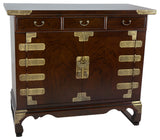 Korean Antique Style 4 Drawer Small Credenza