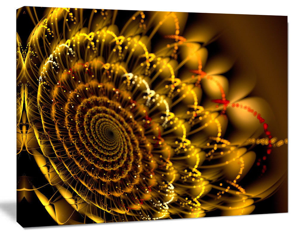Golden Abstract Spiral Flower, Oversized Abstract Canvas Art, 20"x12"