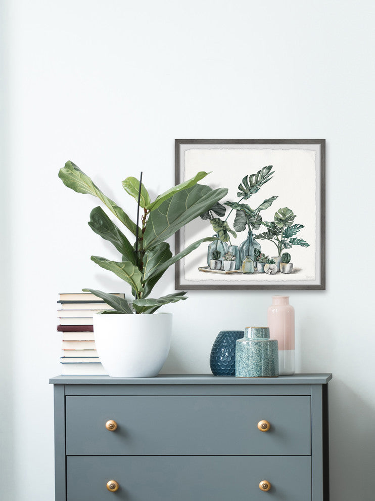 "Cactus and Palms" Framed Painting Print, 18"x18"