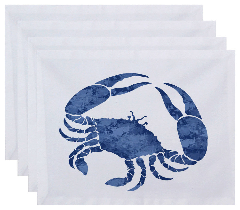 18"x14" Crab, Animal Print Placemat, Set of 4, Blue