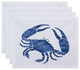 18"x14" Crab, Animal Print Placemat, Set of 4, Blue