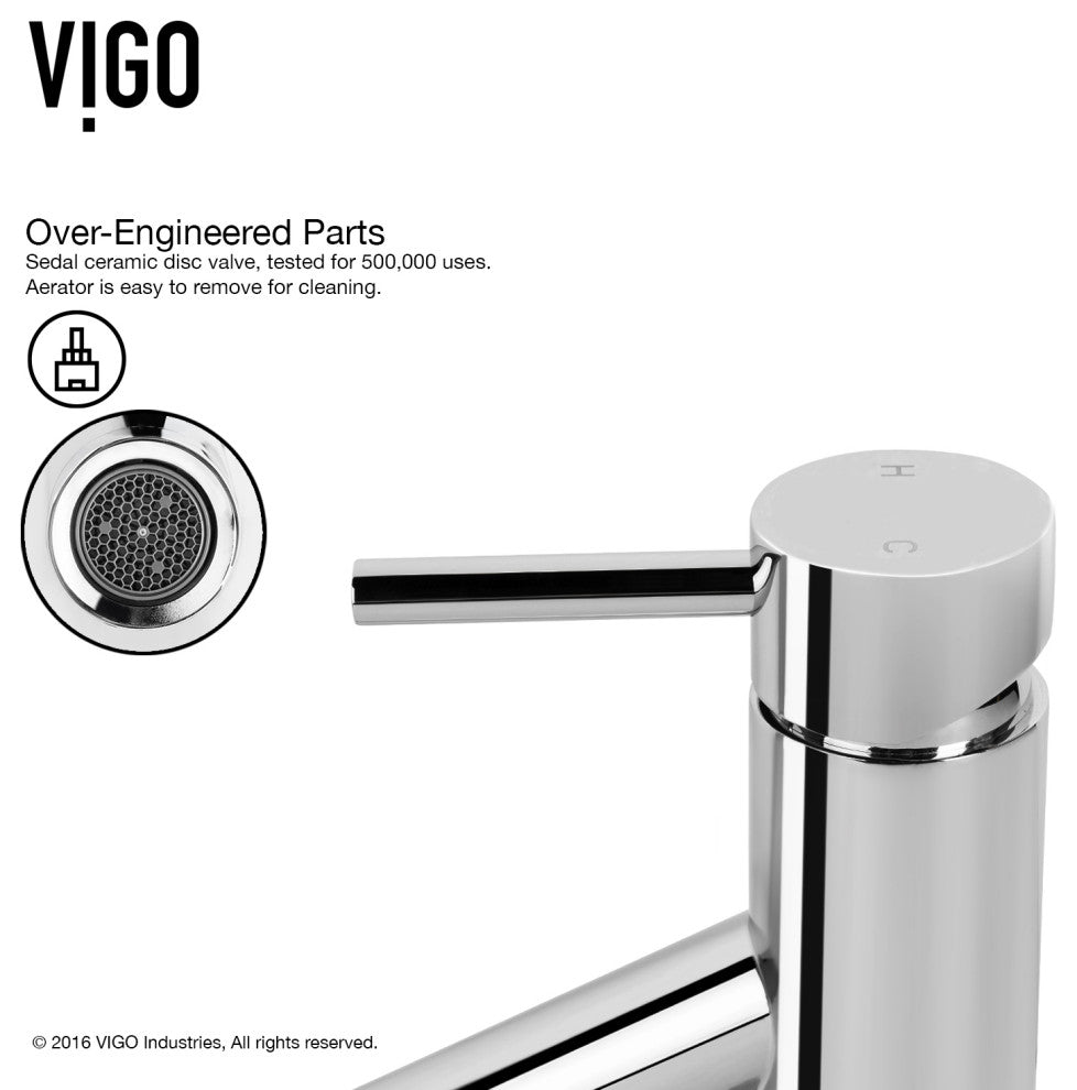 VIGO Grant 13" H Single Handle Single Hole Bathroom Vessel Faucet, Chrome